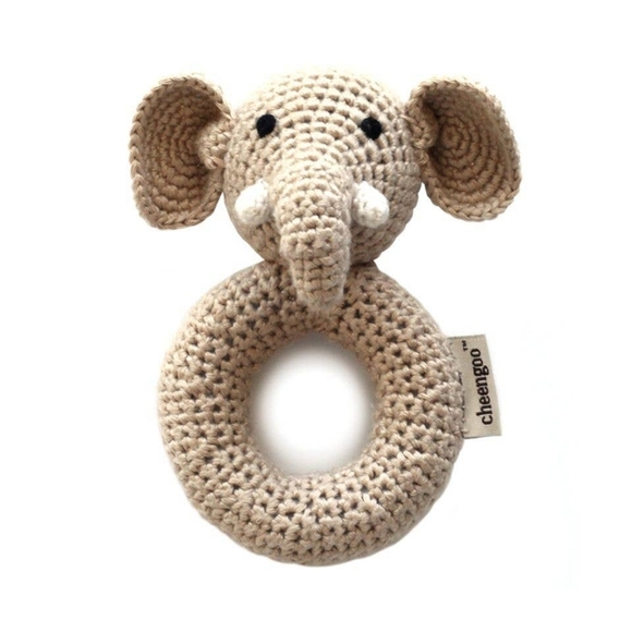 Elephant Ring Hand Crocheted Rattle - Picture 1 of 2